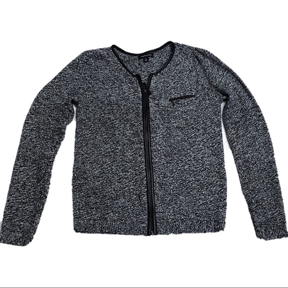 Trouve Black White Silver Zip Cardigan Sweater XS - Picture 6 of 6